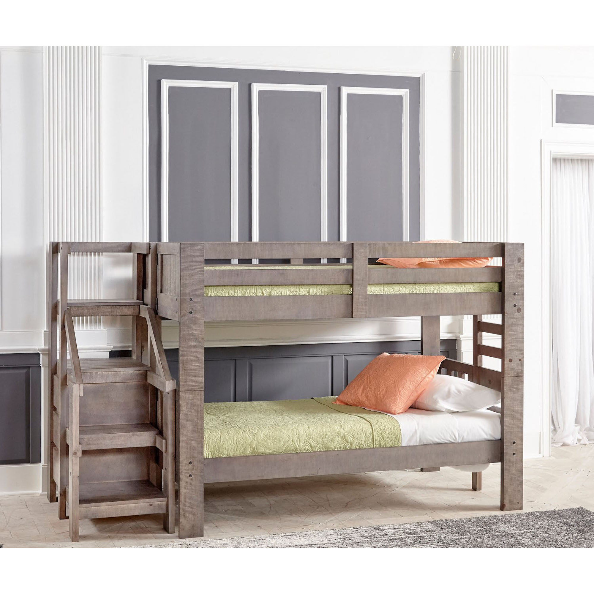 bunk beds with mattresses
